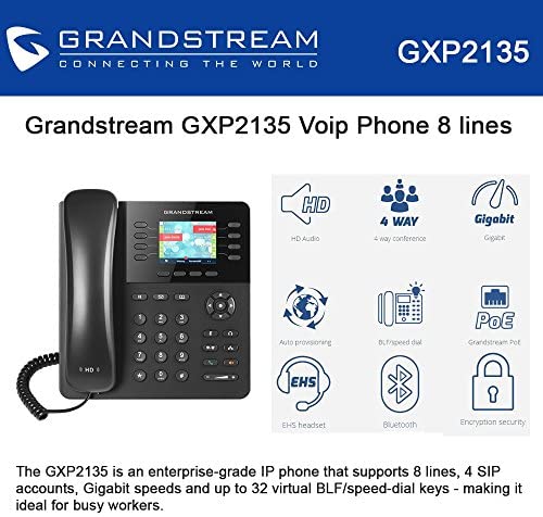 Grandstream GS-GXP2135 Enterprise IP Phone with Gigabit Speed & Supports up to 8 Lines VoIP Phone & Device