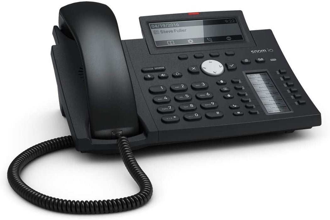 SNOM D375 Euro Color VoIP/SIP Desk Telephone; 4.3" Tiltable high-resolution color display; 12 SIP identities; Bluetooth, IPv6, Gigabit switch, USB port, Sensor hook switch; 4141